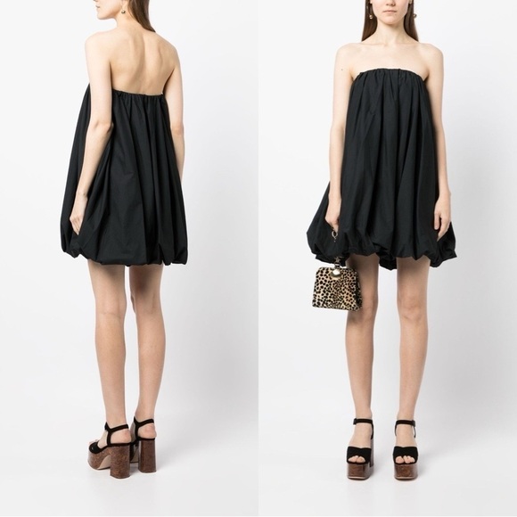 NWT ULLA JOHNSON Poplin Cotton Strapless Balloon Dress Black Sz 8 - Picture 1 of 8